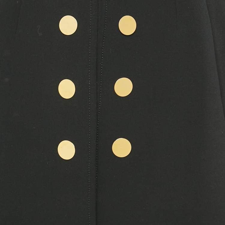 Pre Owned Ellery Black Gabardine Button Detail Coat S