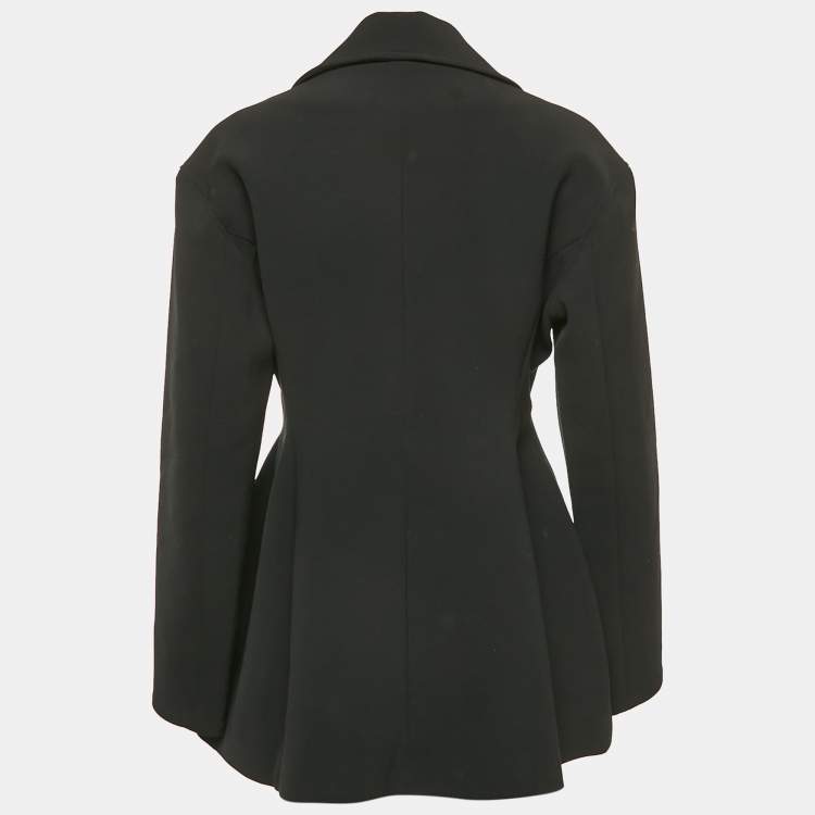 Pre Owned Ellery Black Gabardine Button Detail Coat S