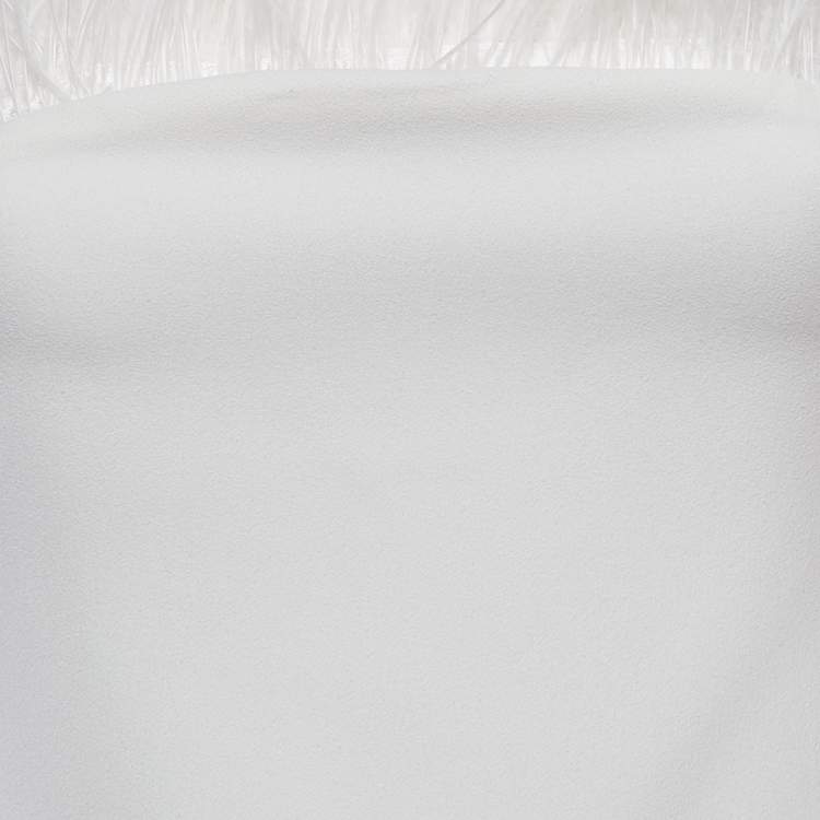 Pre Owned Elliatt Ivory/White Crepe Feather Detail Harley Midi Dress XS