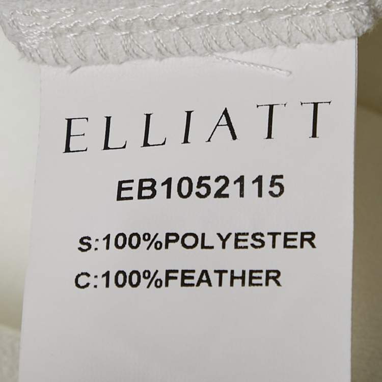 Pre Owned Elliatt Ivory/White Crepe Feather Detail Harley Midi Dress XS