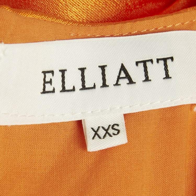 Pre Owned Elliatt Orange Satin Ring Detail Asymmetric Maxi Dress XXS