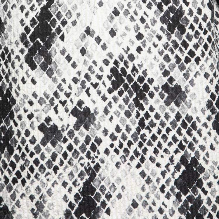 Pre Owned Emanuel Ungaro Textured Python Print Embellished Neck Detail Draped Shift Dress S