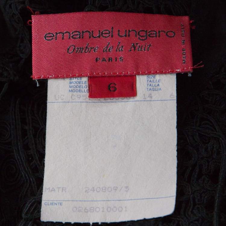 Pre Owned Emanuel Ungaro Ombre De La Nuit Vintage Black Lace Sleeveless Cropped Blouse M 