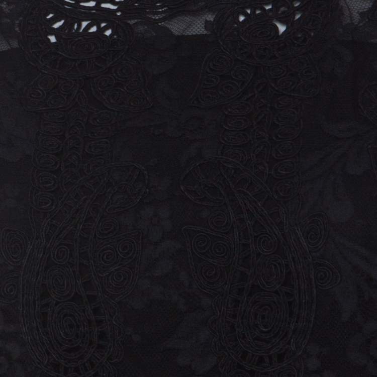 Pre Owned Emanuel Ungaro Ombre De La Nuit Vintage Black Lace Sleeveless Cropped Blouse M 
