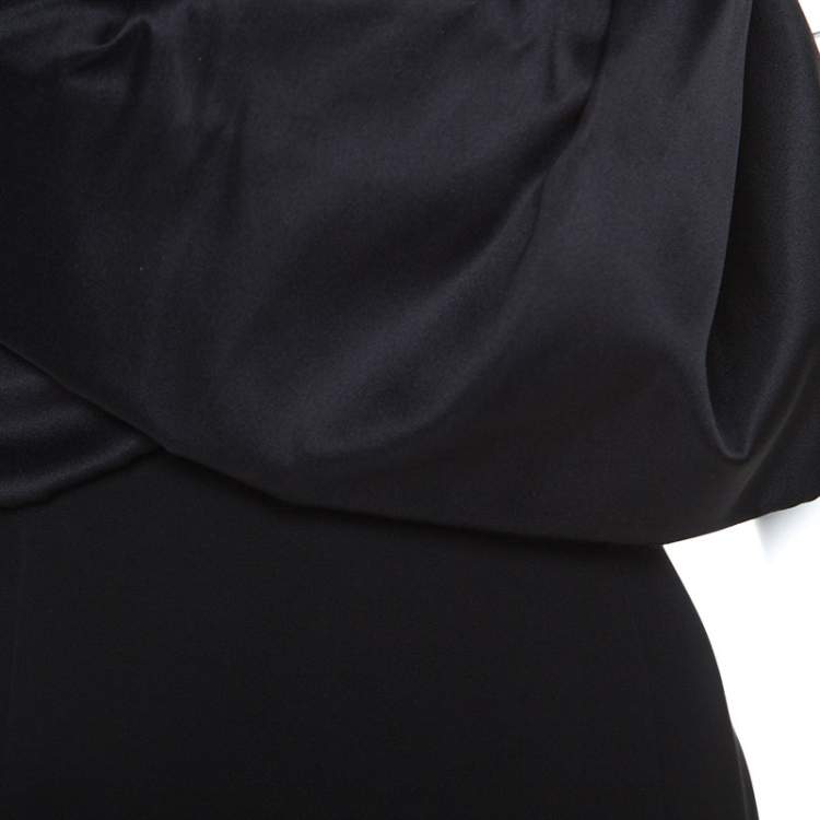Pre Owned Emanuel Ungaro Black Silk Exaggerated Ruffle Shoulder Dress M