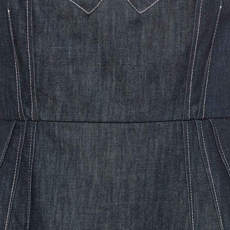 Pre Owned Emilia Wickstead Blue Apple Denim Bustier Top L
