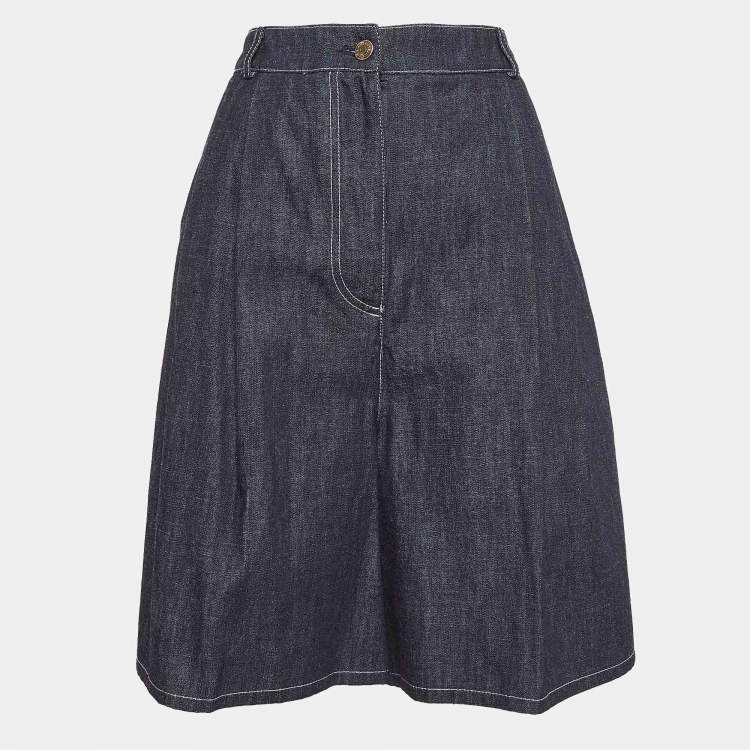 Pre Owned Emilia Wickstead Navy Denim Flared Shorts M