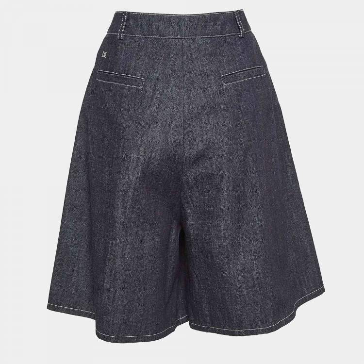 Pre Owned Emilia Wickstead Navy Denim Flared Shorts M