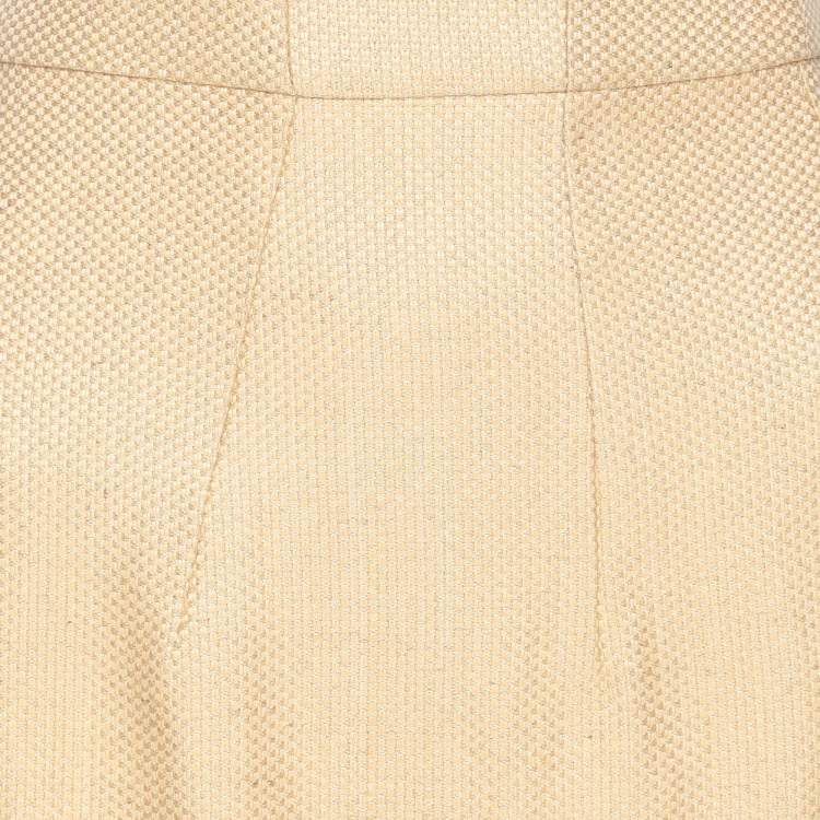 Pre Owned Emilia Wickstead Beige Textured Fabric Maxi Skirt M