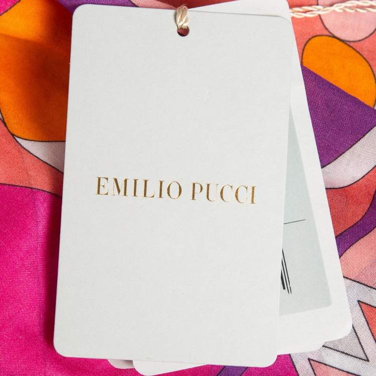 Pre Owned Emilio Pucci Pink Printed Cotton Scarf 