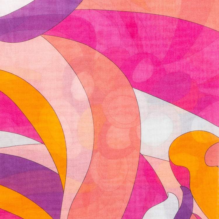 Pre Owned Emilio Pucci Pink Printed Cotton Scarf 
