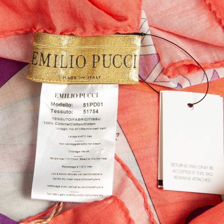Pre Owned Emilio Pucci Pink Printed Cotton Scarf 