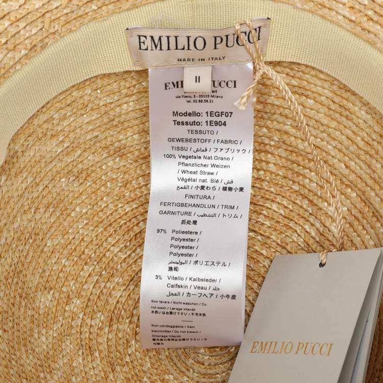 Pre Owned Emilio Pucci Beige Straw Bucket Hat