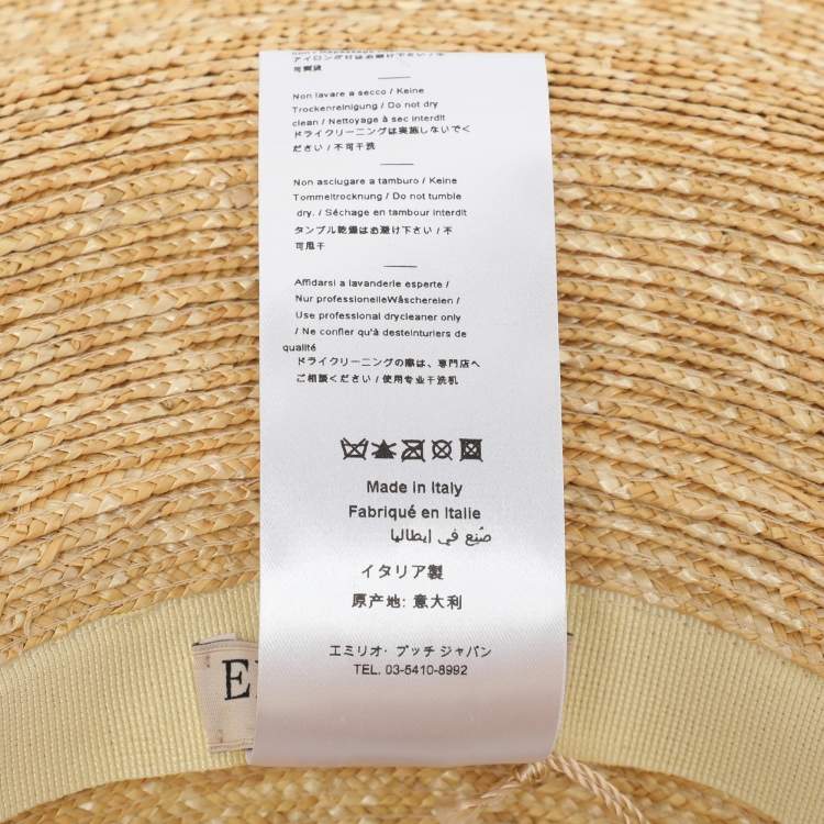 Pre Owned Emilio Pucci Beige Straw Bucket Hat