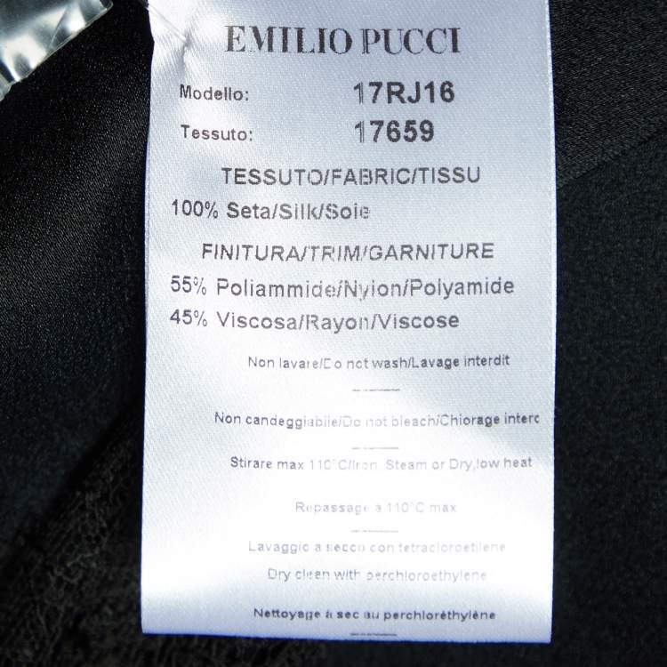 Pre Owned Emilio Pucci Black Silk Lace Trim Top S