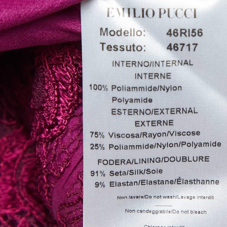 Pre Owned Emilio Pucci Pink Lace V-Neck Mini Dress M