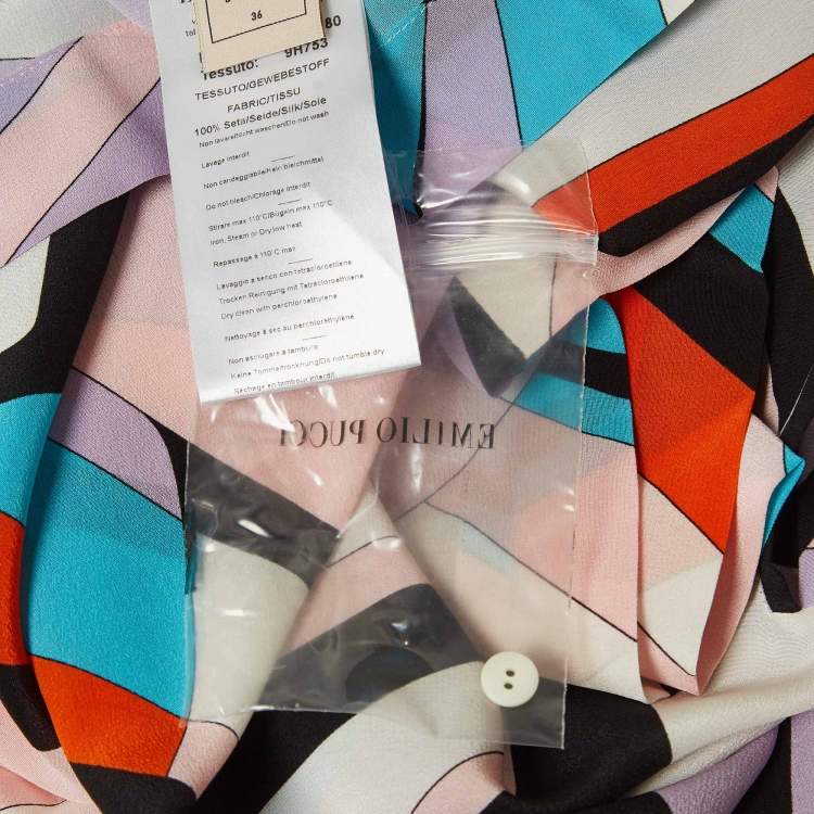 Pre Owned Emilio Pucci Multicolor Printed Silk Top S