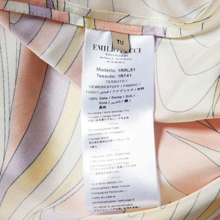 Pre Owned Emilio Pucci Peach Vortici Print Silk Kaftan One Size