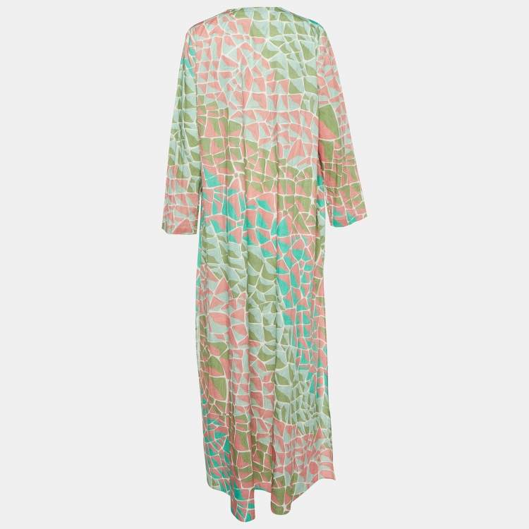 Pre Owned Emilio Pucci Multicolor Printed Cotton Maxi Dress L