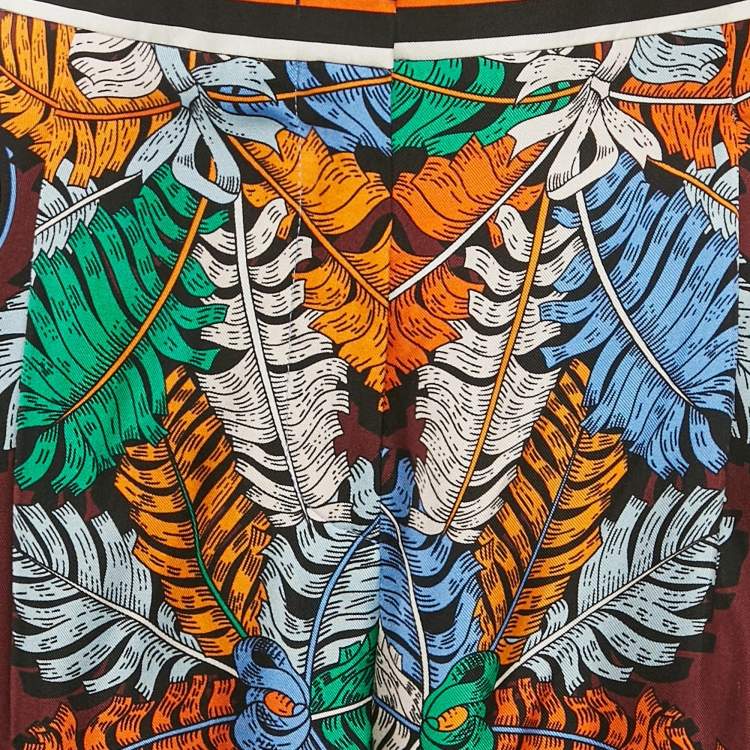 Pre Owned Emilio Pucci Multicolor Printed Silk Trousers M