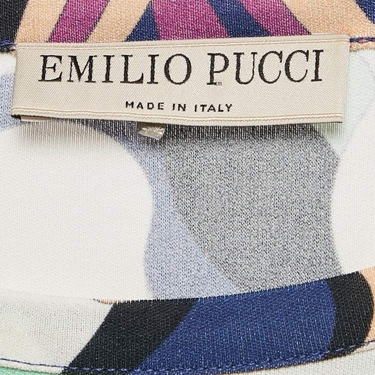Pre Owned Emilio Pucci Multicolor Printed Jersey Round Neck Top M