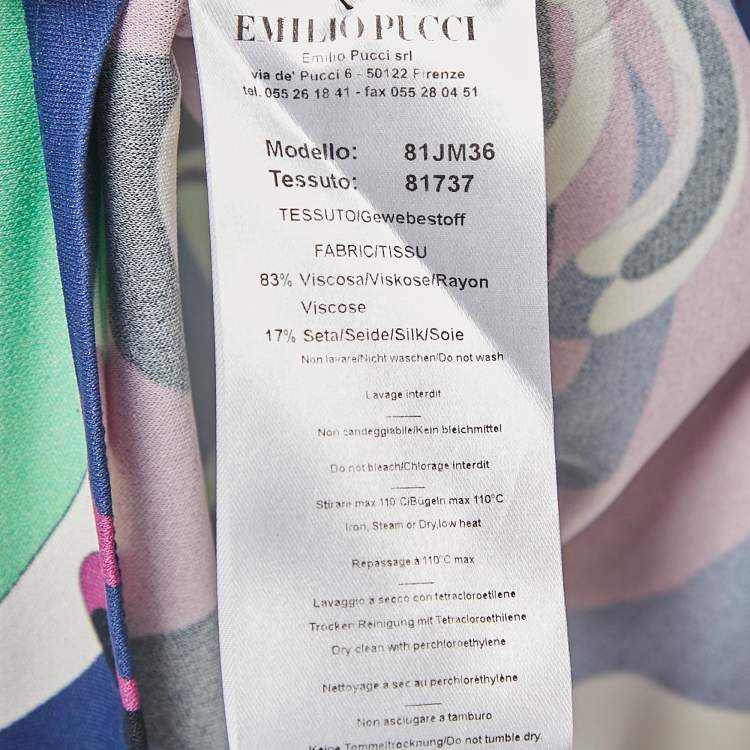 Pre Owned Emilio Pucci Multicolor Printed Jersey Round Neck Top M