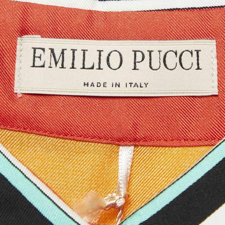 Pre Owned Emilio Pucci Multicolor Tropical Print Silk Button Front M