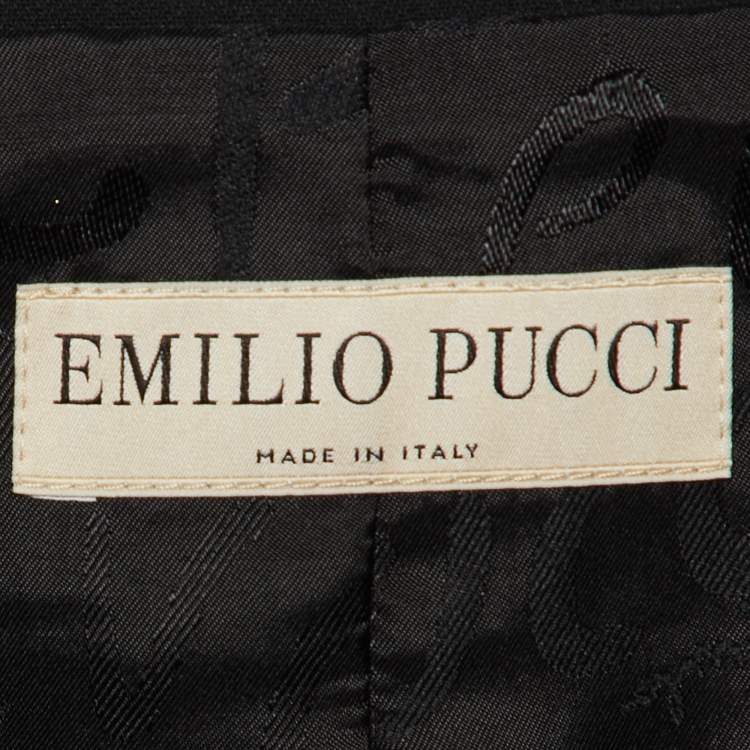 Pre Owned Emilio Pucci Black Crepe Double Breasted Pant Suit L