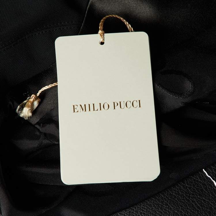 Pre Owned Emilio Pucci Black Crepe Double Breasted Pant Suit L