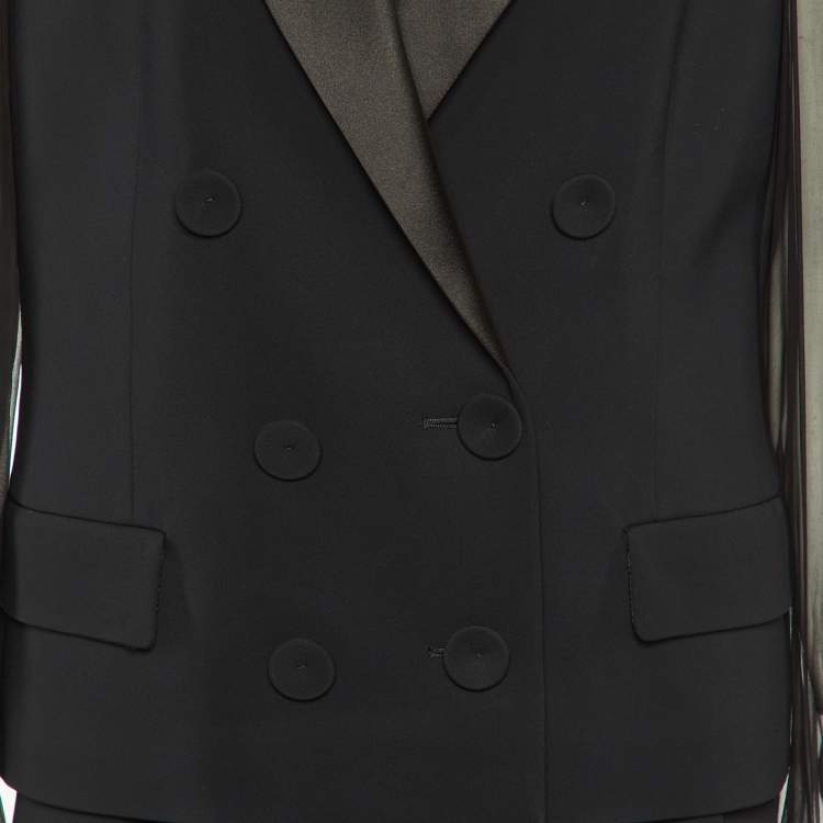 Pre Owned Emilio Pucci Black Crepe Double Breasted Pant Suit L