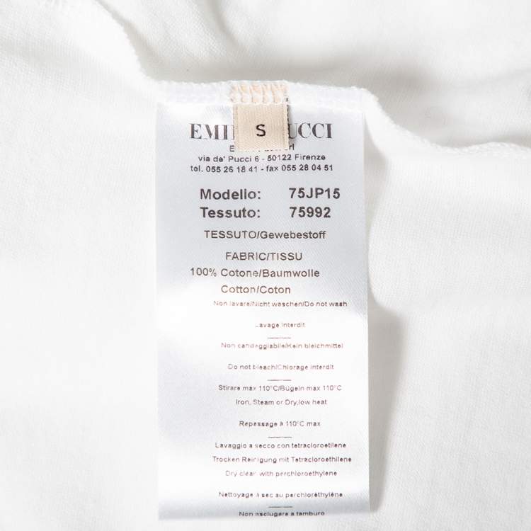Pre Owned Emilio Pucci White Logo Printed Cotton Short Sleeve T-Shirt S