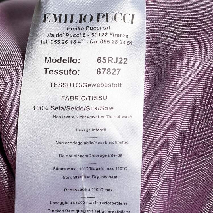 Pre Owned Emilio Pucci Purple/Orange Silk Logo Detail Pocket Top S