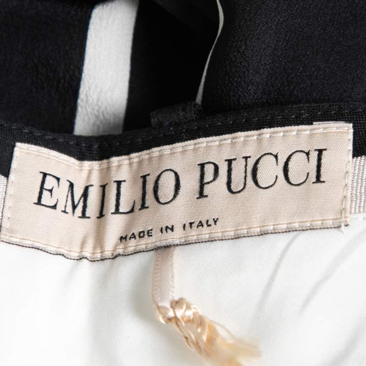 مملوكة مسبقًا Emilio Pucci Black Striped Silk Wide Leg Trousers M