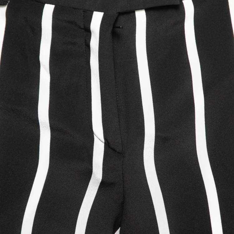 �مملوكة مسبقًا Emilio Pucci Black Striped Silk Wide Leg Trousers M