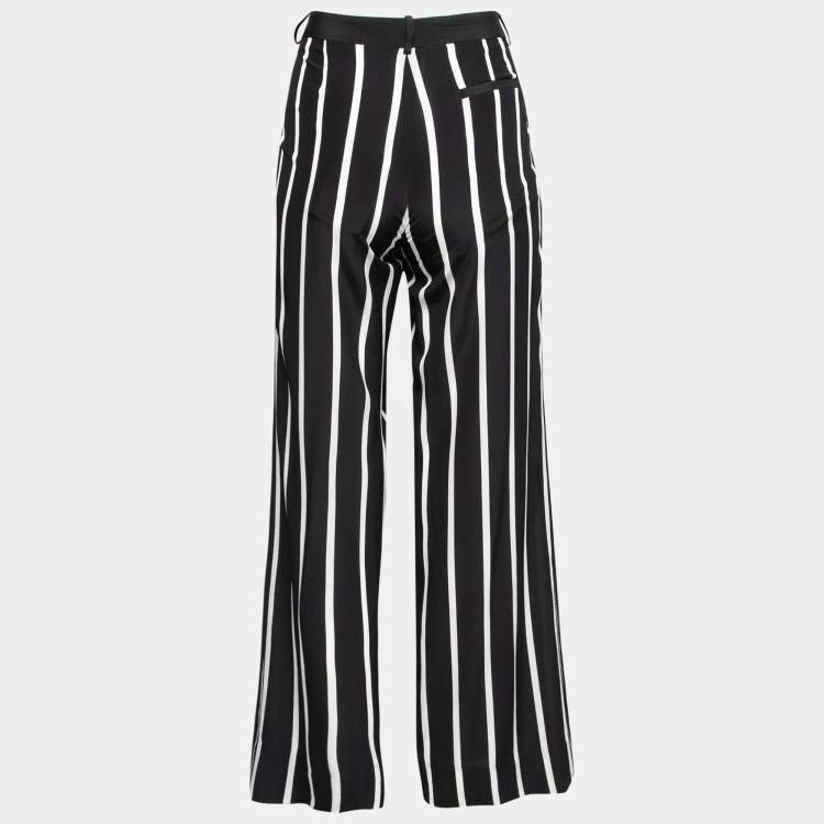 مملوكة مسبقًا Emilio Pucci Black Striped Silk Wide Leg Trousers M