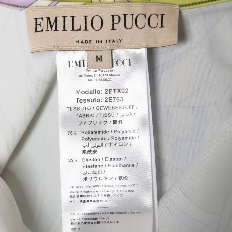 Pre Owned Emilio Pucci Green Printed Stretch Jersey Jumpsuit M