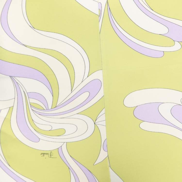 Pre Owned Emilio Pucci Green Printed Stretch Jersey Jumpsuit M