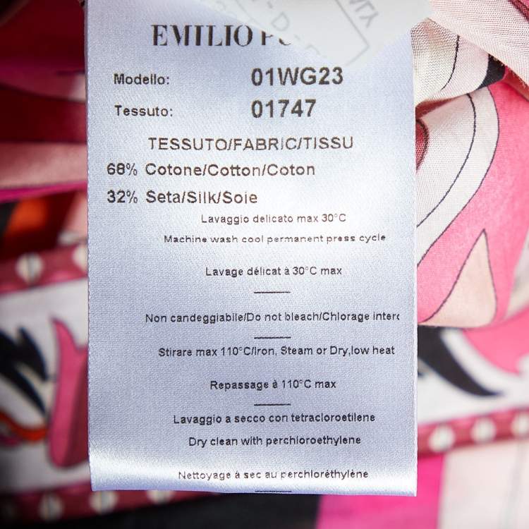 Pre Owned Emilio Pucci Multicolor Printed Cotton & Silk Kaftan Maxi Dress M