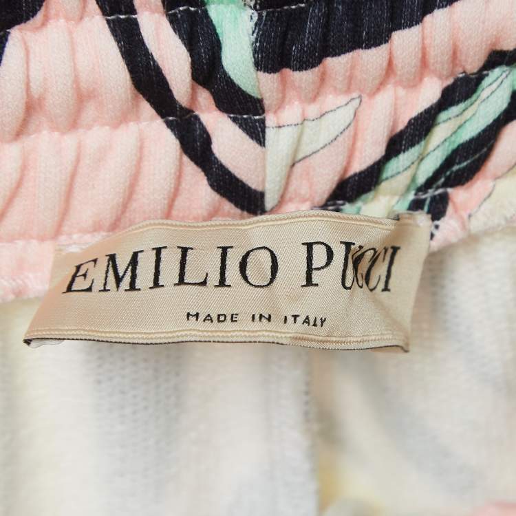 Pre Owned Emilio Pucci Multicolor Onde Print Cotton Track Pants L
