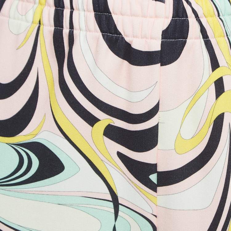 Pre Owned Emilio Pucci Multicolor Onde Print Cotton Track Pants L