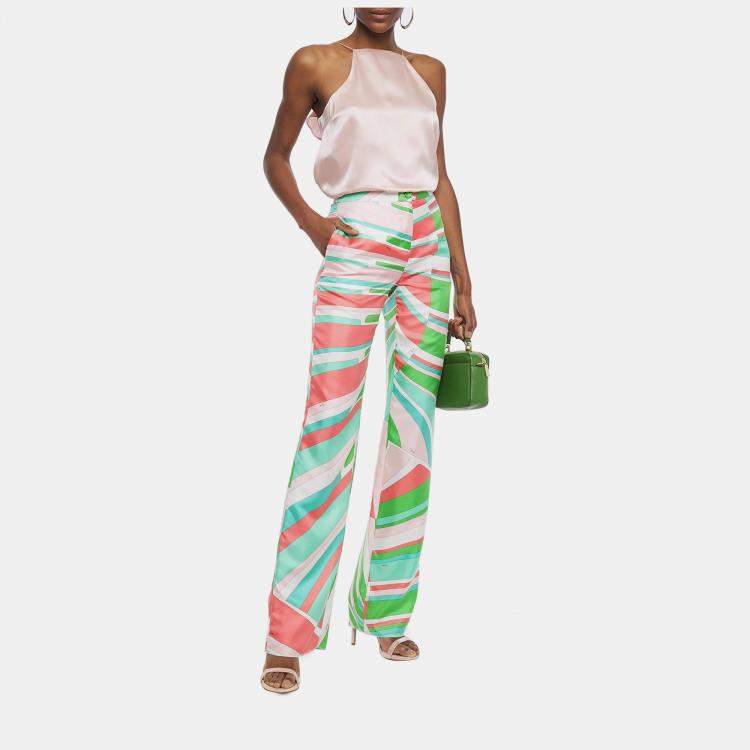 Pre Owned Emilio Pucci Silk Straight Leg Pants 40