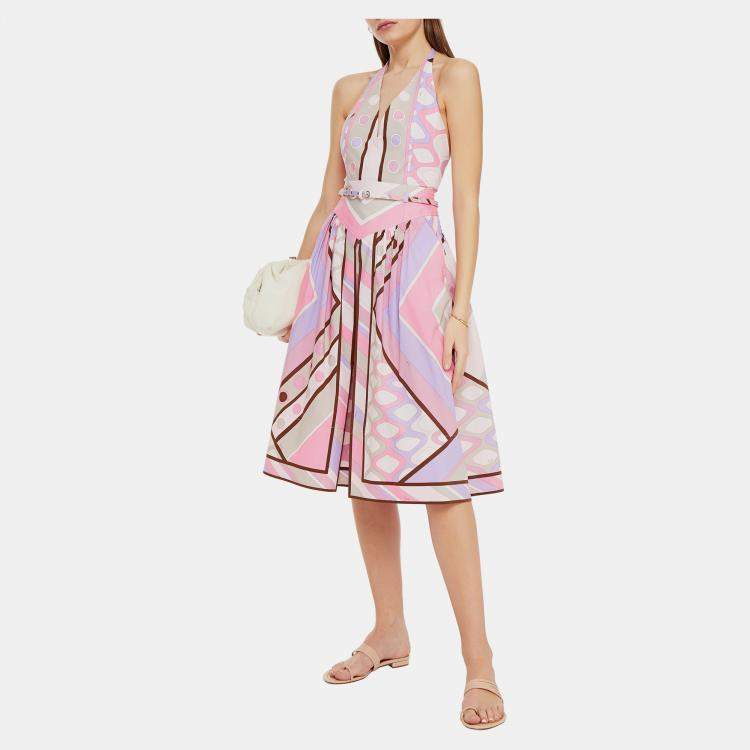 Pre Owned Emilio Pucci Cotton Midi Dress 40