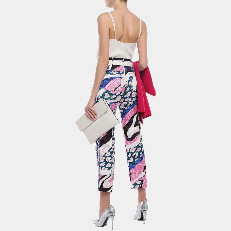 Pre Owned Emilio Pucci Polyester Skinny Leg Pants 40