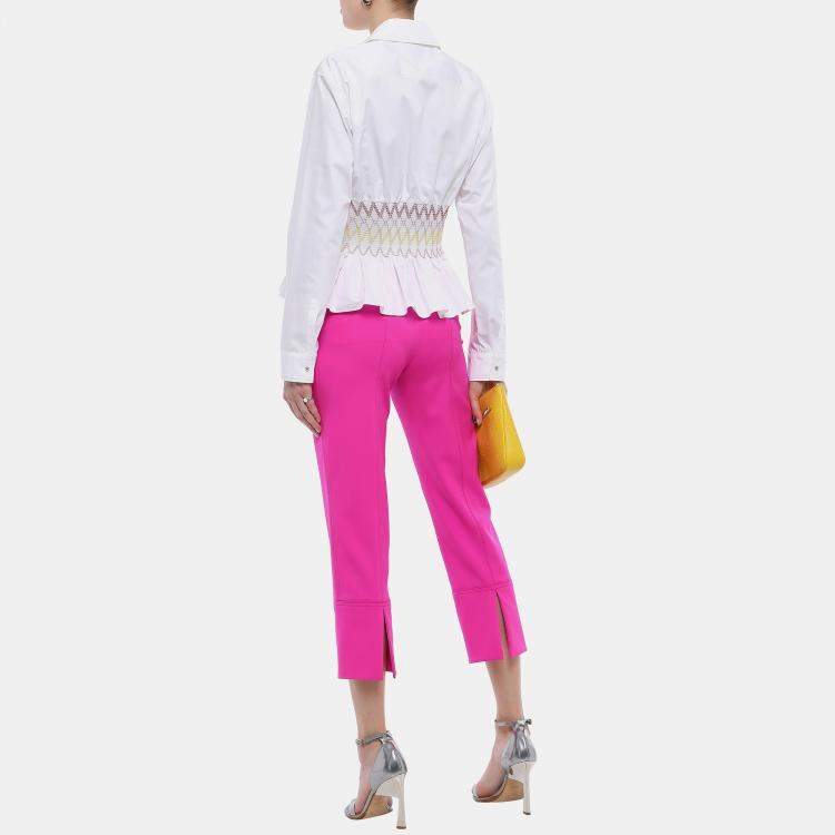 Pre Owned Emilio Pucci Pink Wool Cropped Pants S (IT 38)