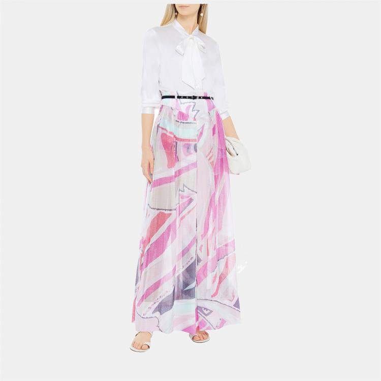 Pre Owned Emilio Pucci Silk Maxi Skirt 40