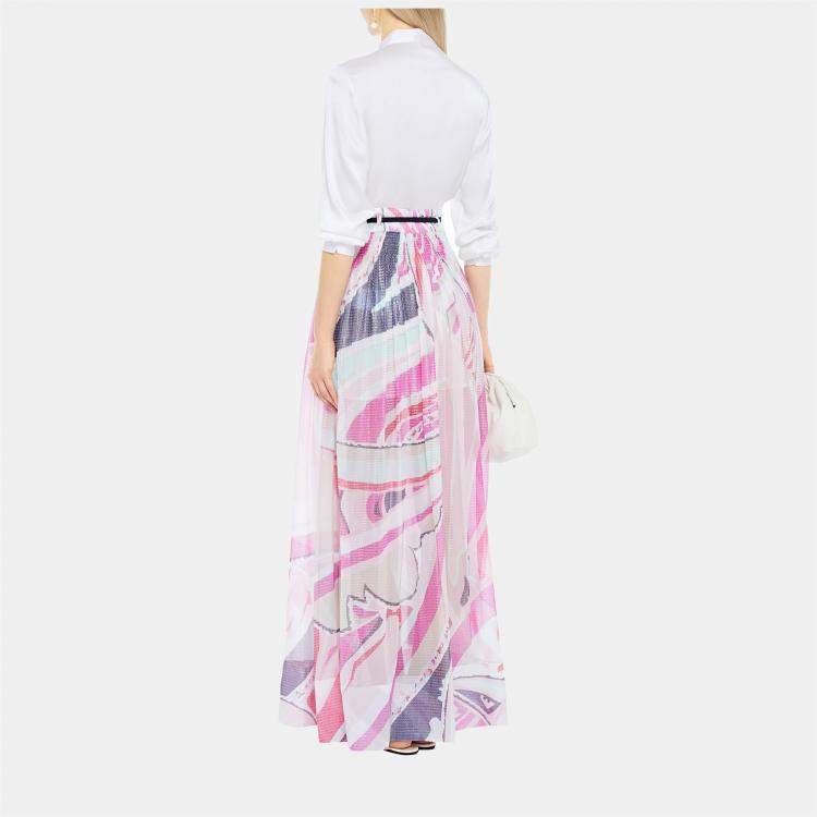 Pre Owned Emilio Pucci Silk Maxi Skirt 40