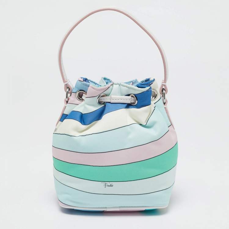 Pre Owned Emilio Pucci Multicolor Iride Print Nylon Yummy Bucket Bag