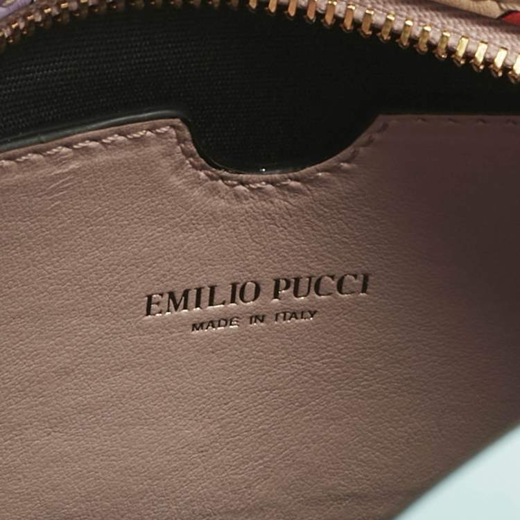 Pre Owned Emilio Pucci Pink/Multicolor Leather Capri Tote