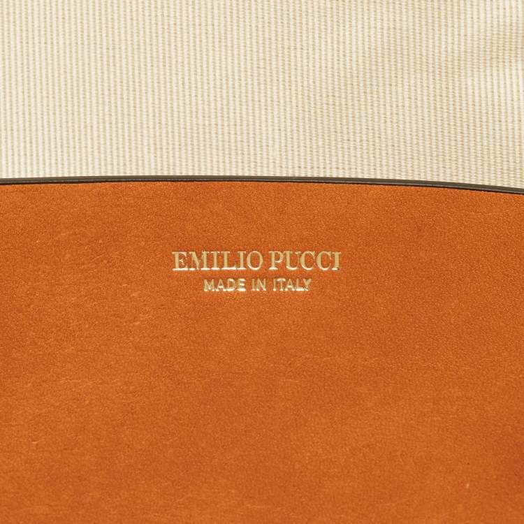 Pre Owned Emilio Pucci Green/Multicolor Conchiglie Print Fabric Pouch