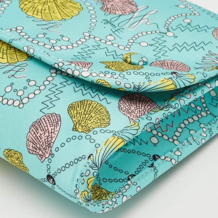 Pre Owned Emilio Pucci Green/Multicolor Conchiglie Print Fabric Pouch